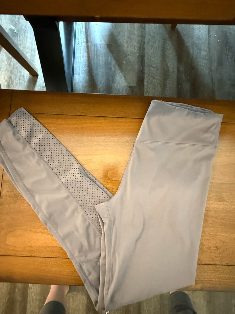 Varley Light Gray Performance Leggings with Perforated Panels